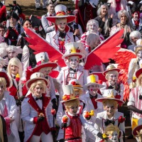 Group photo of cosplayers themed after Hazbin Hotel at the Manga-Comic-Con 2024
