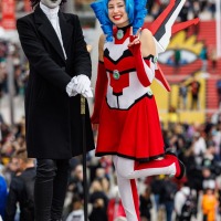 Cosplayer and the Manga-Comic-Con mascot MaCoCo at the Manga-Comic-Con 2025
