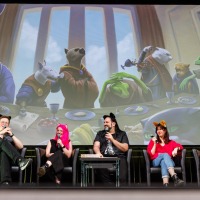 Große Bühne: Live Pen & Paper-Event mit Bestseller-Autoren & -Autorinnen: v.l.n.r.: Mikkel Robrahn, Liza Grimm, Christoph Hardebusch, Lisanne Surborg, Anabelle Stehl 