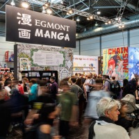 Many visitors at the Egmont Manga booth at Manga Comic Con 2025