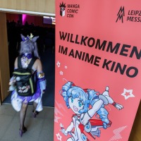 Eingang des Anime Kinos der Manga Comic Con 2026 mit großem Banner