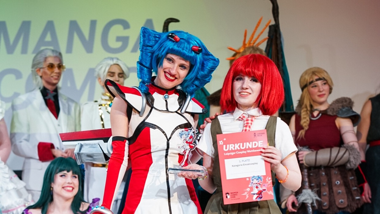 Siegerehrung von Platz 1 "Einzel" des Leipzig Cosplay Wettbewerbs 2026 auf der Großen Bühne der Manga Comic Con
